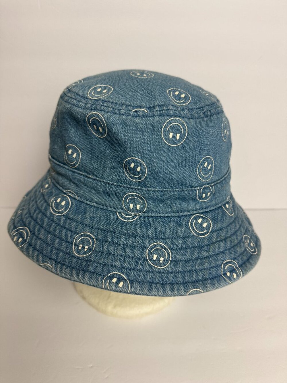 Denim Bucket Hat Smile Travel Hiking  21.5"